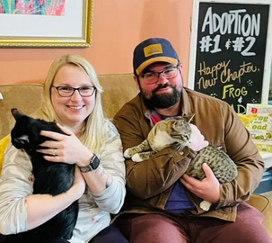 Eric Seiwert and his wife Lori with Frog and Toad.