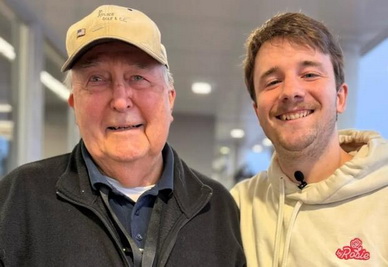Veteran Ed Bambas, left, with influencer Samuel Weidenhofer